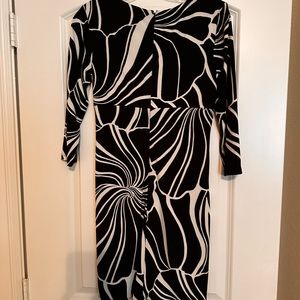 Boston Proper floral shell knot sheath dress black